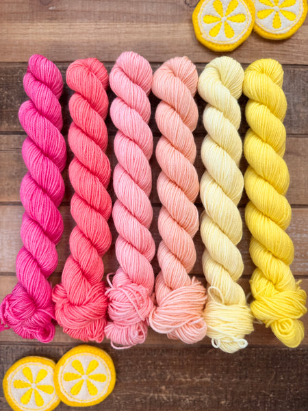 Merino Nylon Sock Lemonade Fade Mini Skein Sock Set-Ready to Ship!