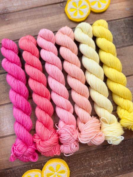 Merino Nylon Sock Lemonade Fade Mini Skein Sock Set-Ready to Ship!
