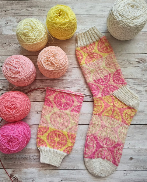 EllyndriaKnits Lemony Pink Sock Set-Ready to Ship!