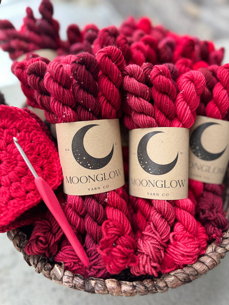 Moonglow Rainbow Yarn Club 2025-January Radiant Ruby Mini Skein Set-Shipping January 31st!