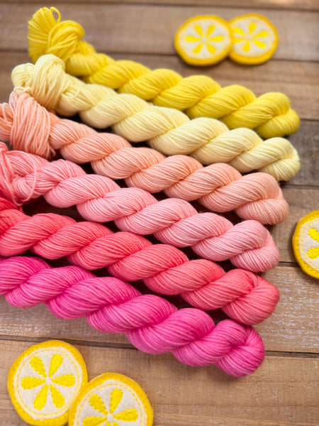 PREORDER! Merino Nylon Sock Lemonade Fade Mini Skein Sock Set-Shipping by July 31st!