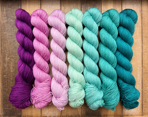 Merino Nylon Sock Mermaid Fade Half Skein Kit-Ready to Ship!